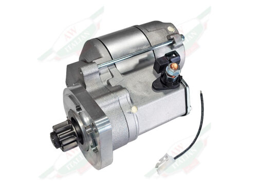 grey metal starter motor with black wire