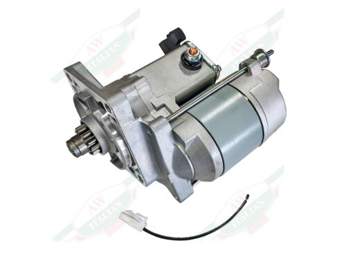 grey metal starter motor with black wire