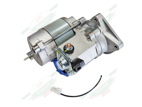 grey metal starter motor with black wire