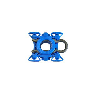 blue square clip with metal ring on right side