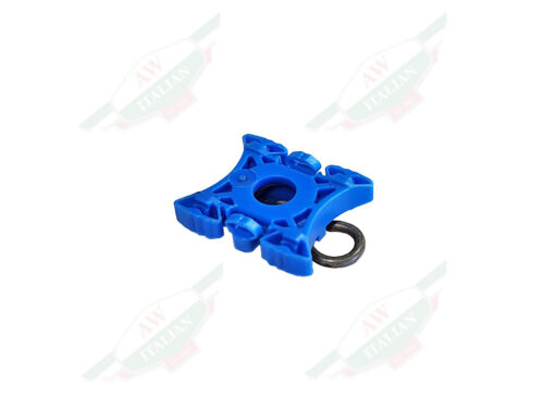 blue square clip with metal ring on right side