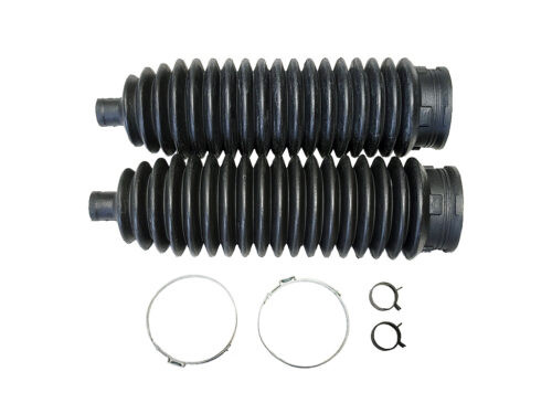 black rubber accordion boots with round clamps