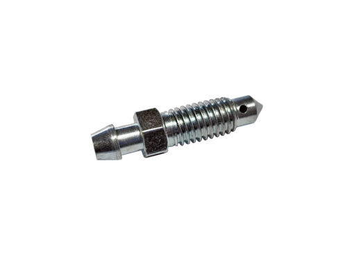 silver threaded bleeder screw with nipple on one end and point on other end