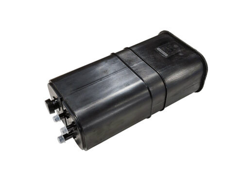 black plastic rectangular canister