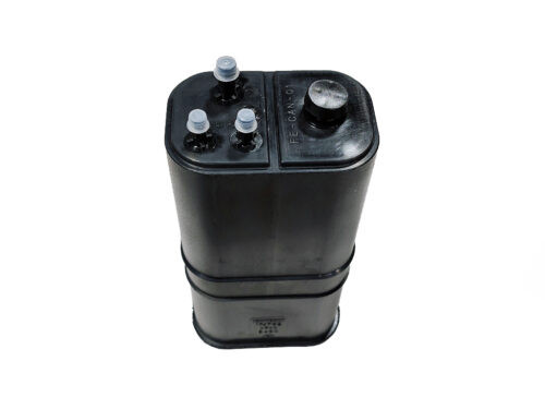 black plastic rectangular canister