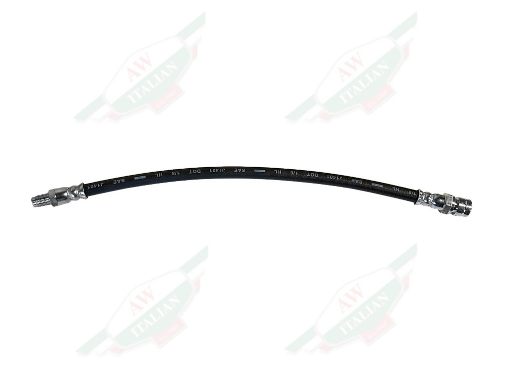 black rubber hose with silver metal ends