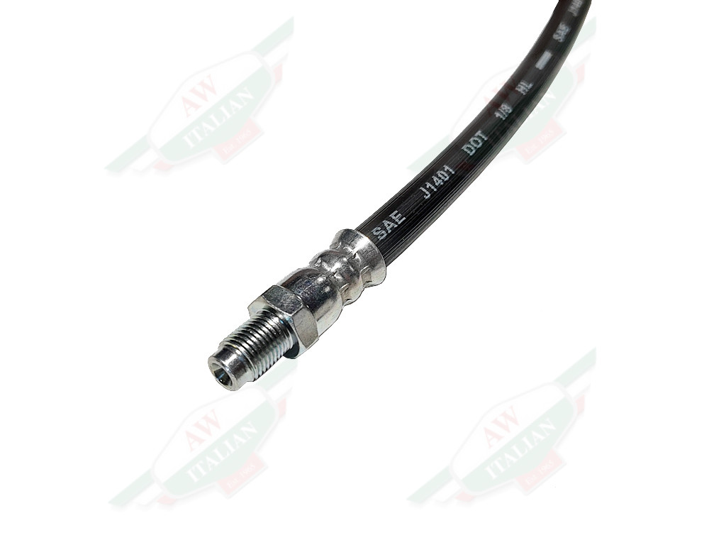 black rubber hose with silver metal ends