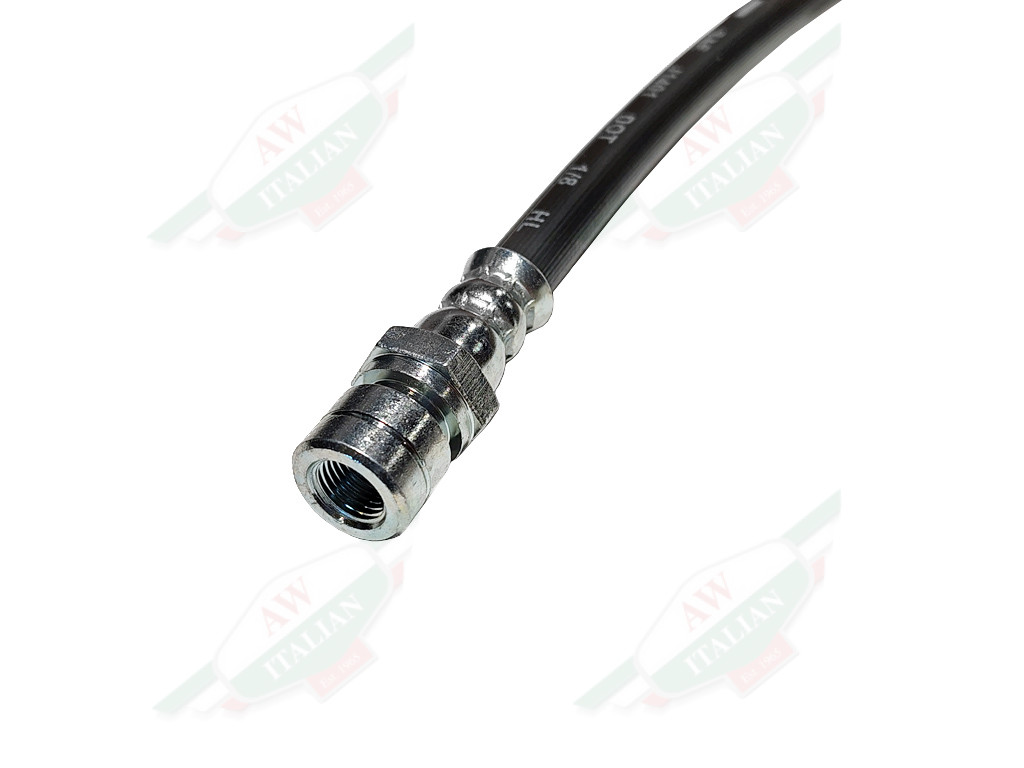 black rubber hose with silver metal ends