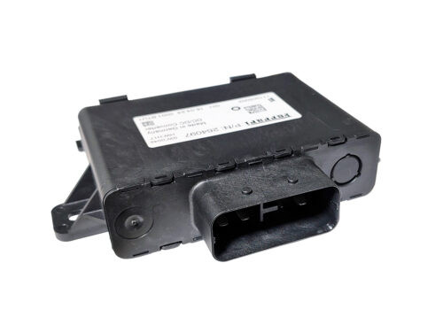 black plastic box with white sticker
