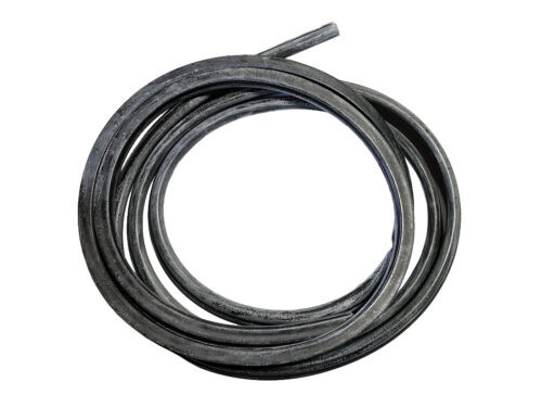 black rubber strip coiled into circle