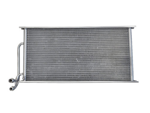 grey radiator with pipes on side