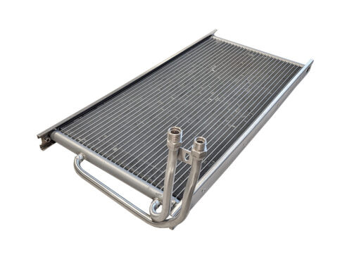 grey radiator with pipes on side