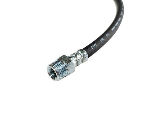 black rubber hose with silver metal ends