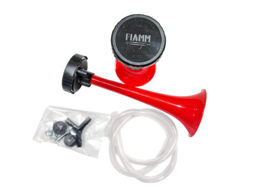 red trumpet horns with circular tube