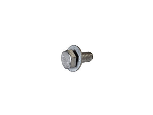 grey threaded hex bolt with washer