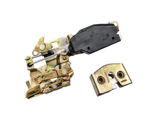gold and black door lock striker