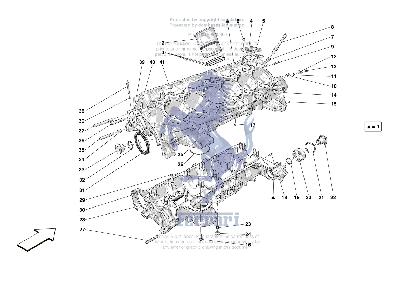 Ferrari 12 Cilindri Spider [ENGINE] - B.01 - CRANKCASE exploded diagram
