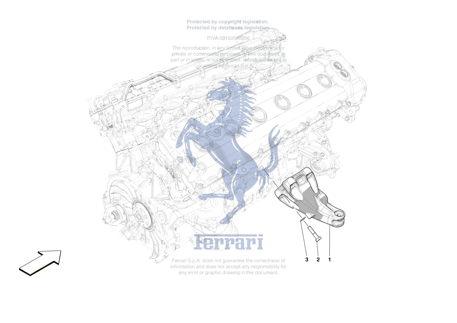 Ferrari 12 Cilindri Spider [ENGINE] - B.02 - ENGINE SUSPENSION exploded diagram