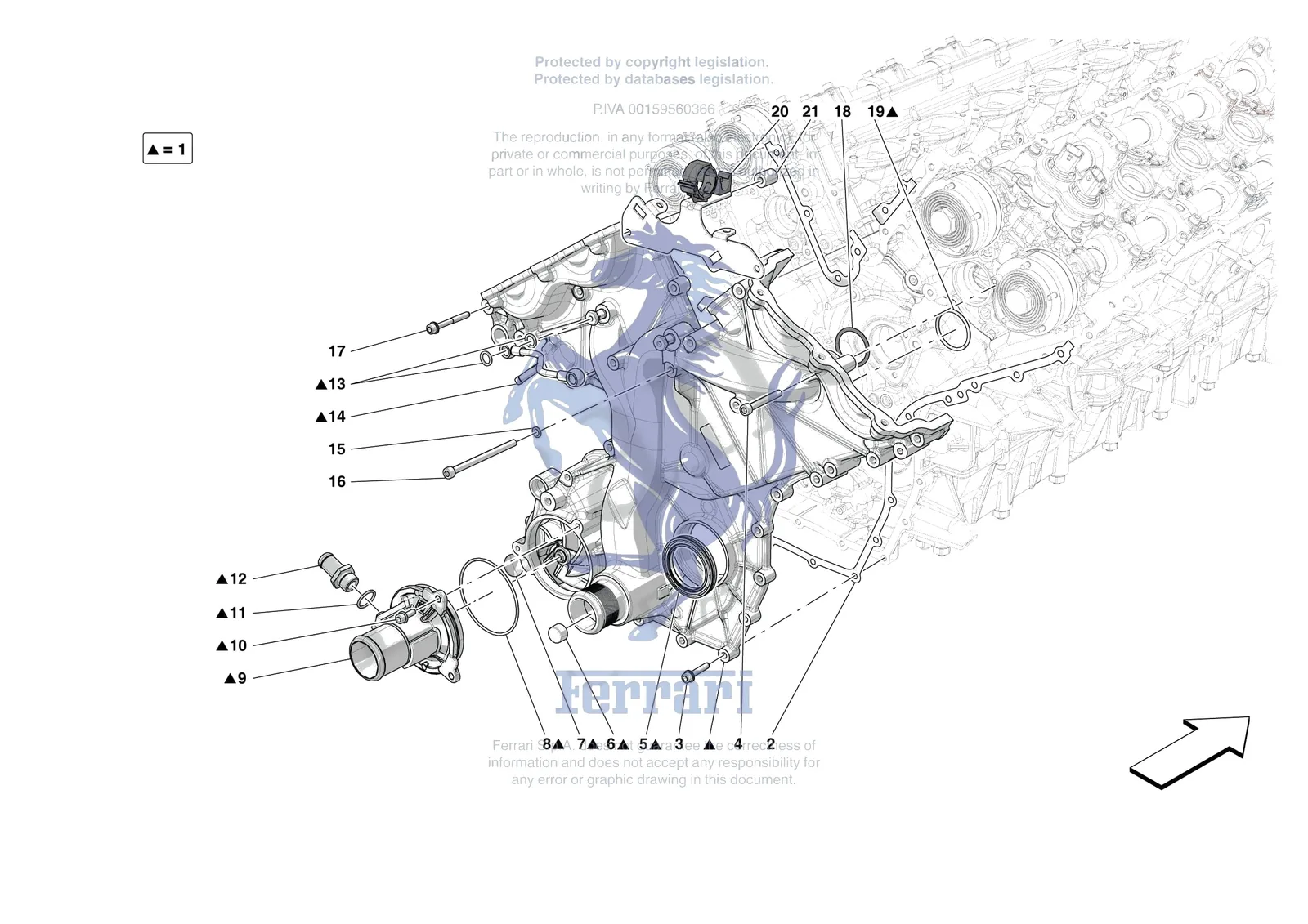 Ferrari 12 Cilindri Spider [ENGINE] - B.03 - ENGINE COVERS exploded diagram