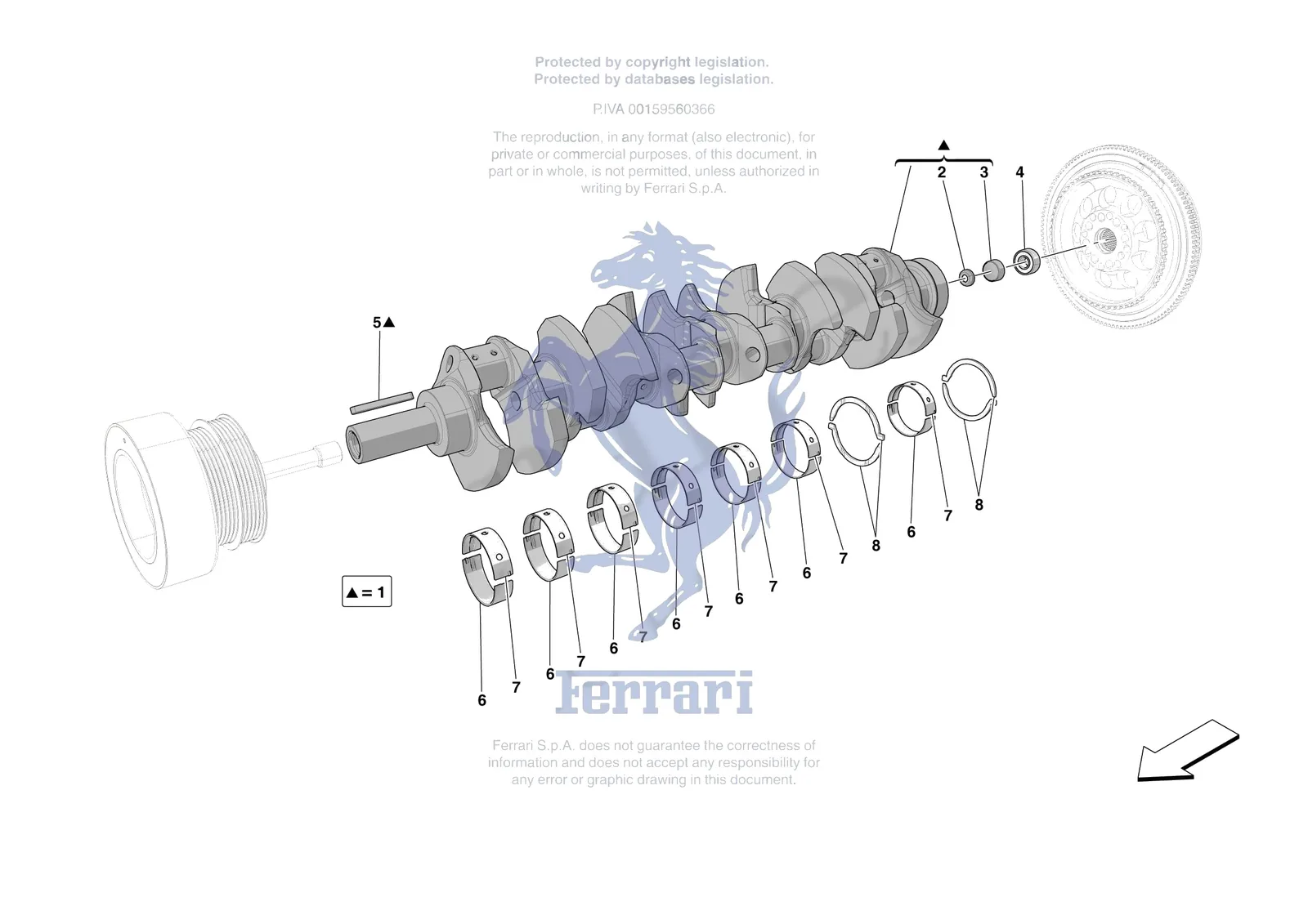 Ferrari 12 Cilindri Spider [ENGINE] - B.04 - CRANKSHAFT exploded diagram