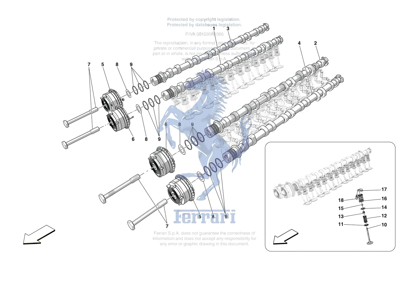 Ferrari 12 Cilindri Spider [ENGINE] - B.08.03 - CYLINDER HEADS - TIMING exploded diagram