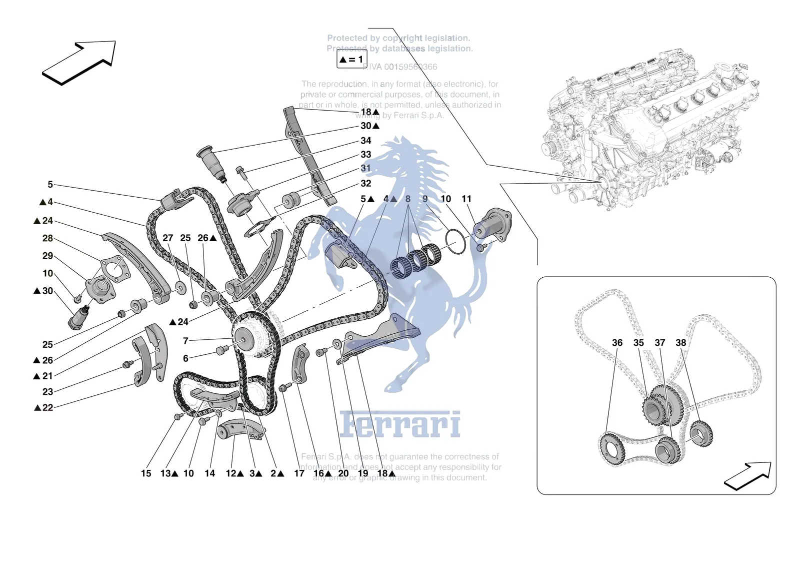 Ferrari 12 Cilindri Spider [ENGINE] - B.09 - TIMING SYSTEM DRIVE exploded diagram