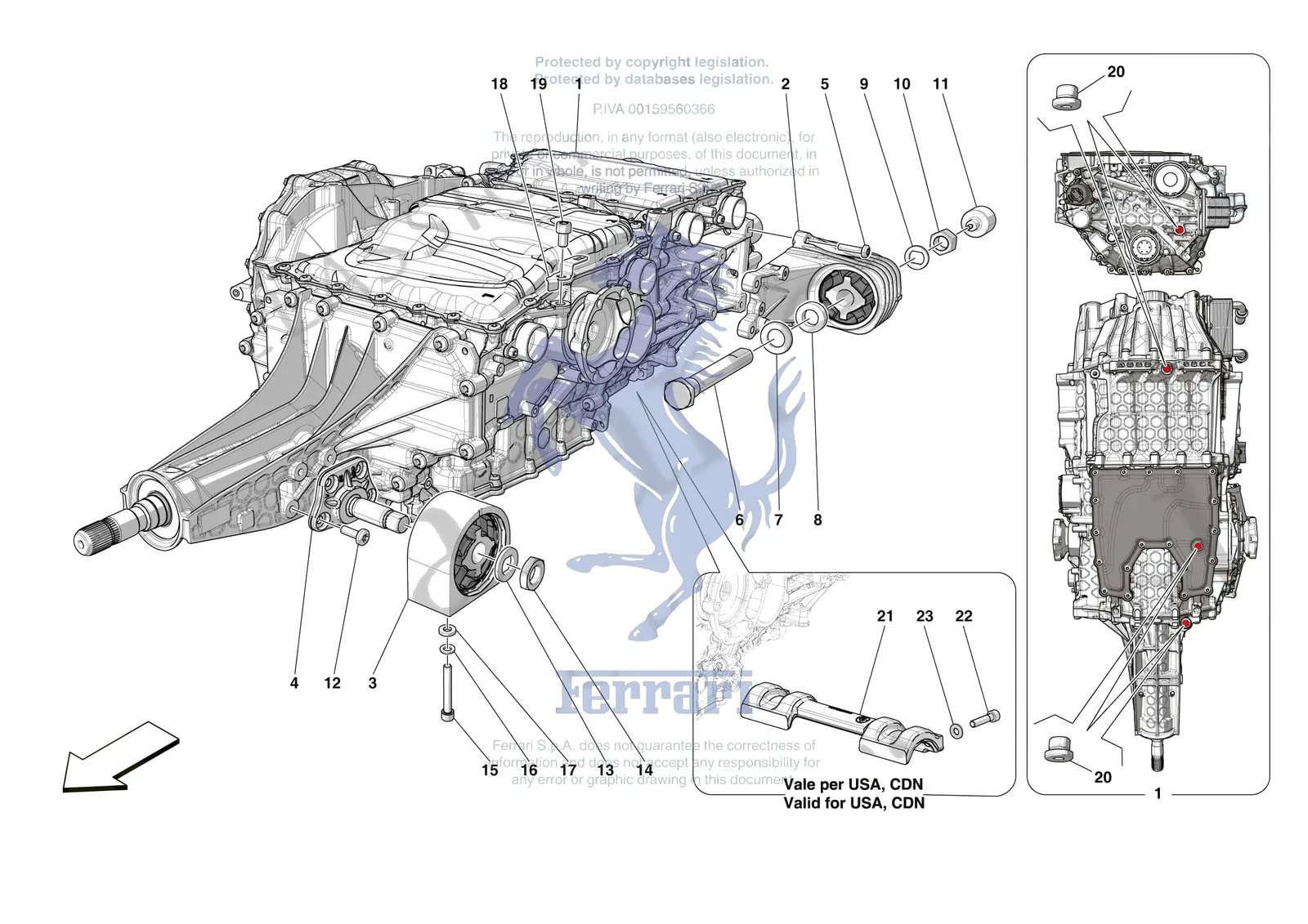 Ferrari 12 Cilindri Spider [GEARBOX] - C.01.01 - GEARBOX AND FASTENERS exploded diagram