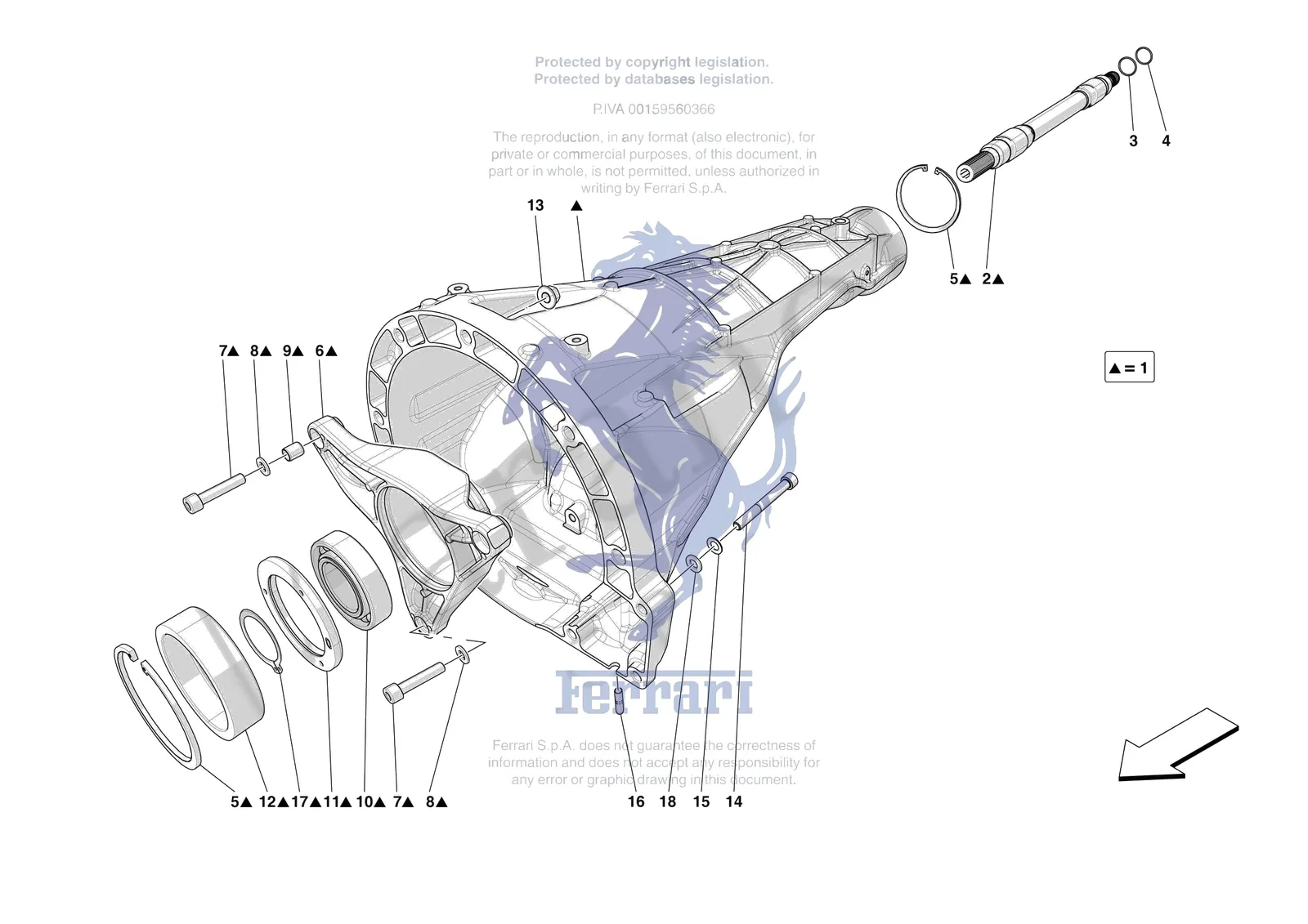 Ferrari 12 Cilindri Spider [GEARBOX] - C.05 - CLUTCH HOUSING exploded diagram