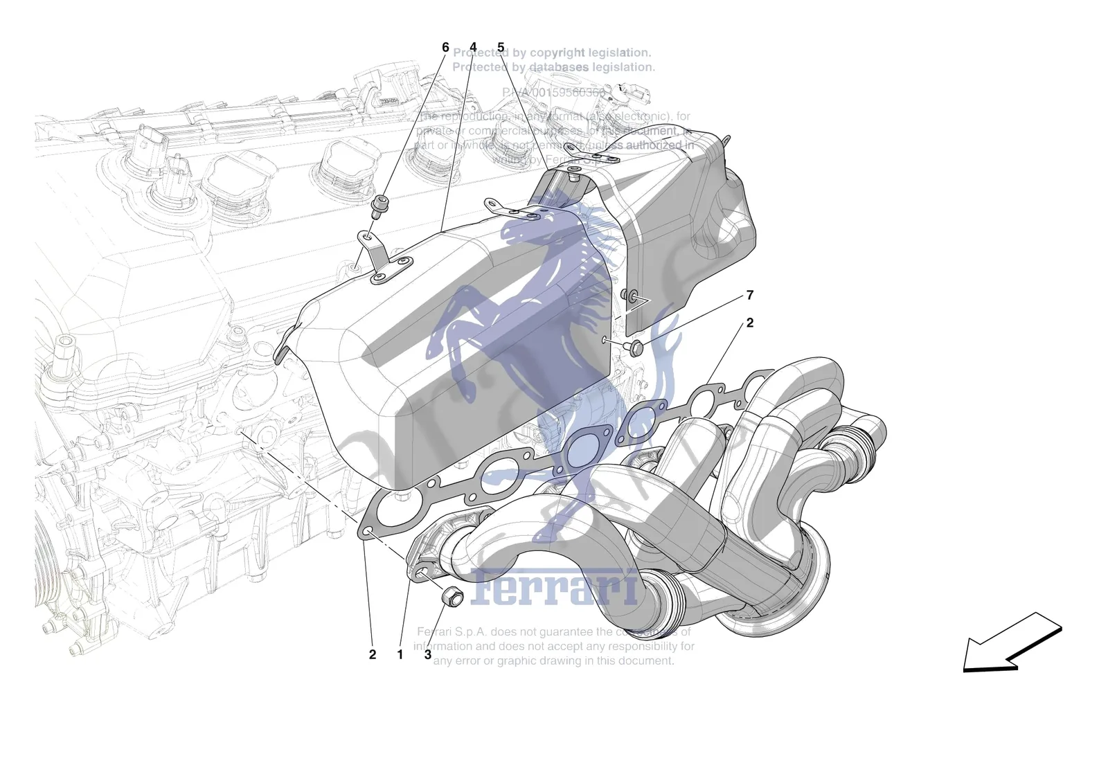 Ferrari 12 Cilindri Spider [MECHANICAL SYSTEM] - D.07 - EXHAUST MANIFOLD exploded diagram