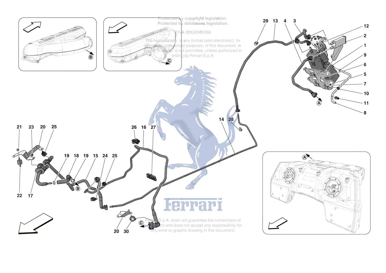 Ferrari 12 Cilindri Spider [MECHANICAL SYSTEM] - D.13 - EVAPORATIVE EMISSIONS CONTROL SYSTEM exploded diagram