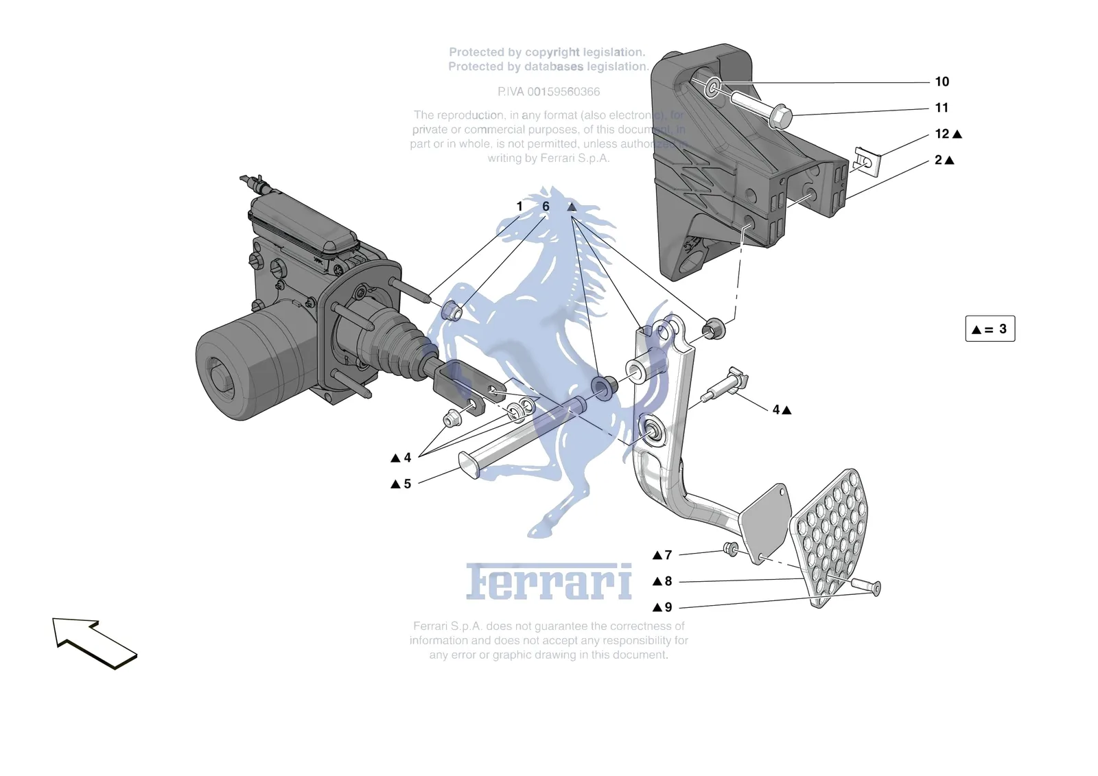 Ferrari 12 Cilindri Spider [MECHANICAL SYSTEM] - D.20 - PEDAL BOARD exploded diagram