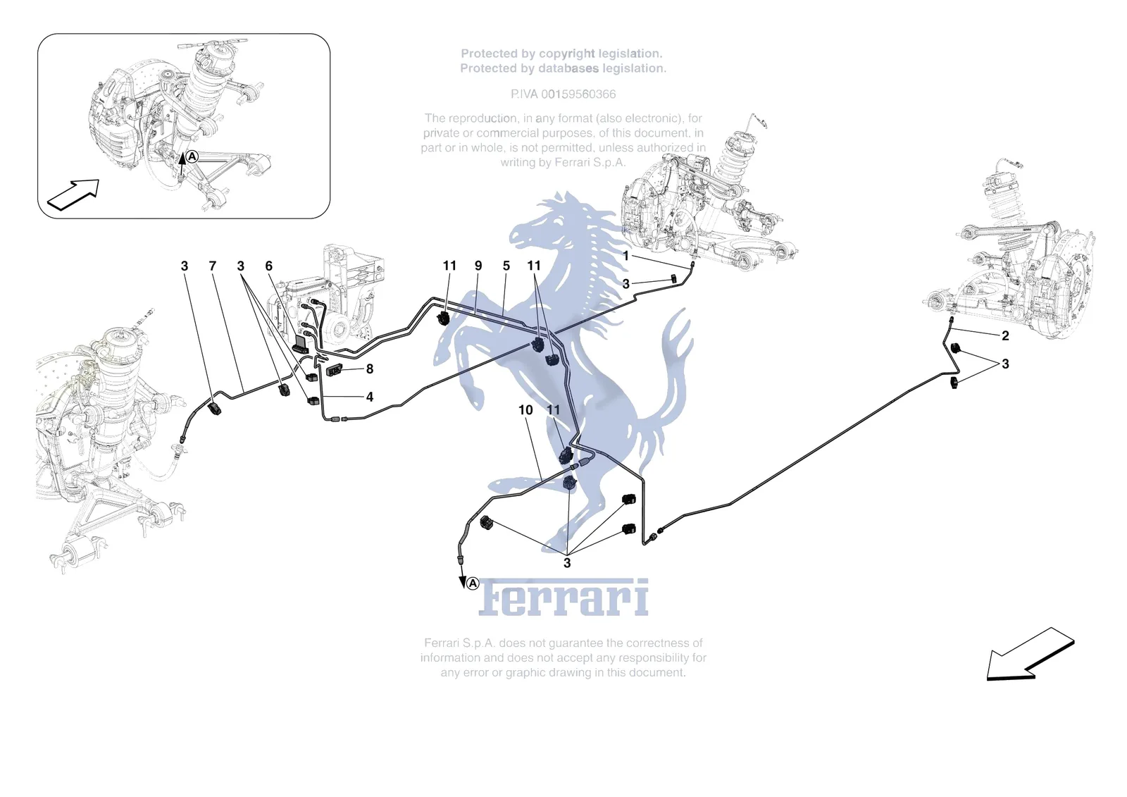 Ferrari 12 Cilindri Spider [MECHANICAL SYSTEM] - D.23.02 - HYDRAULIC BRAKE CONTROL PIPES -Applicable for RHD- exploded diagram