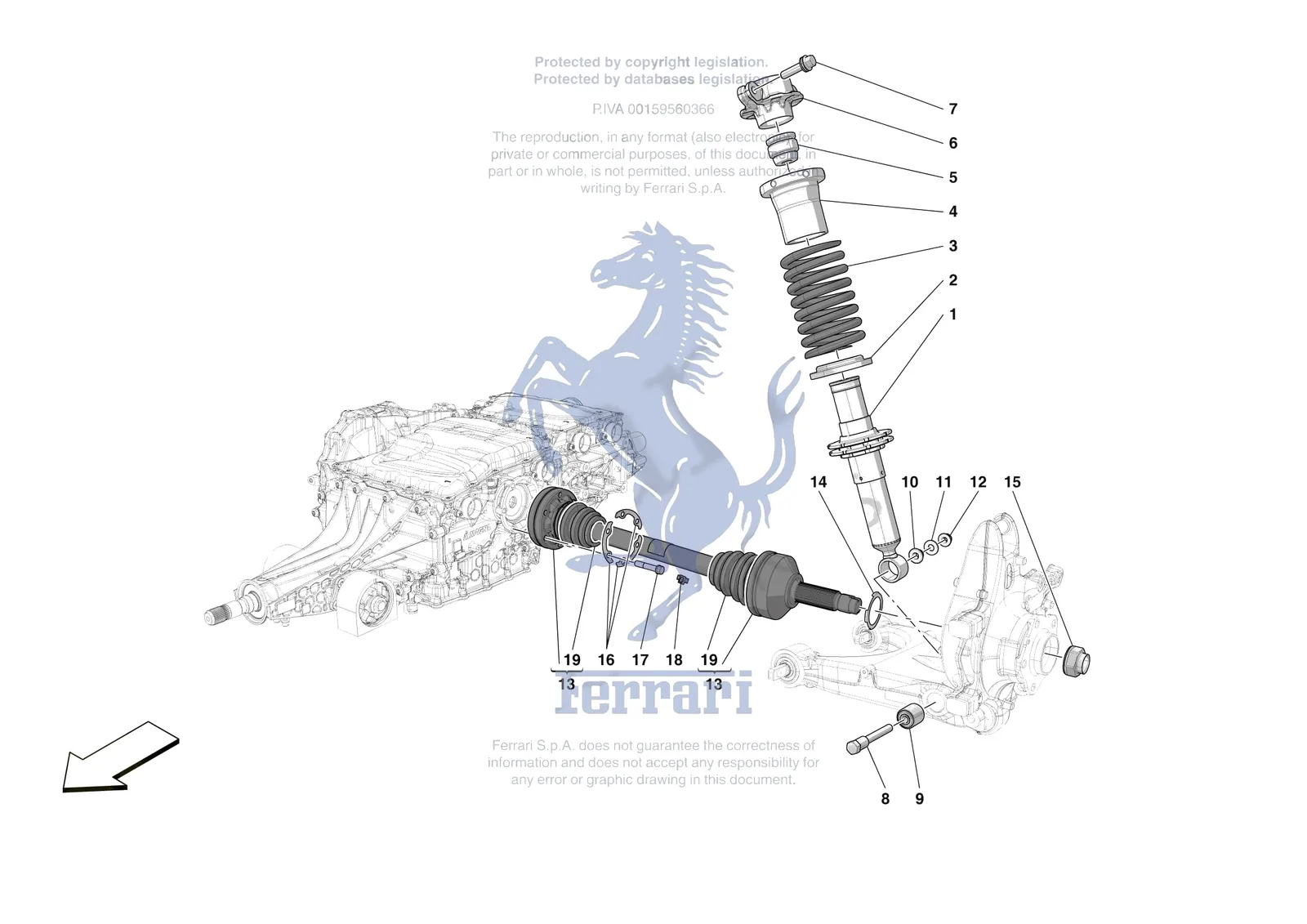 Ferrari 12 Cilindri Spider [MECHANICAL SYSTEM] - D.27.01 - REAR SUSPENSION - SHOCK ABSORBERS exploded diagram