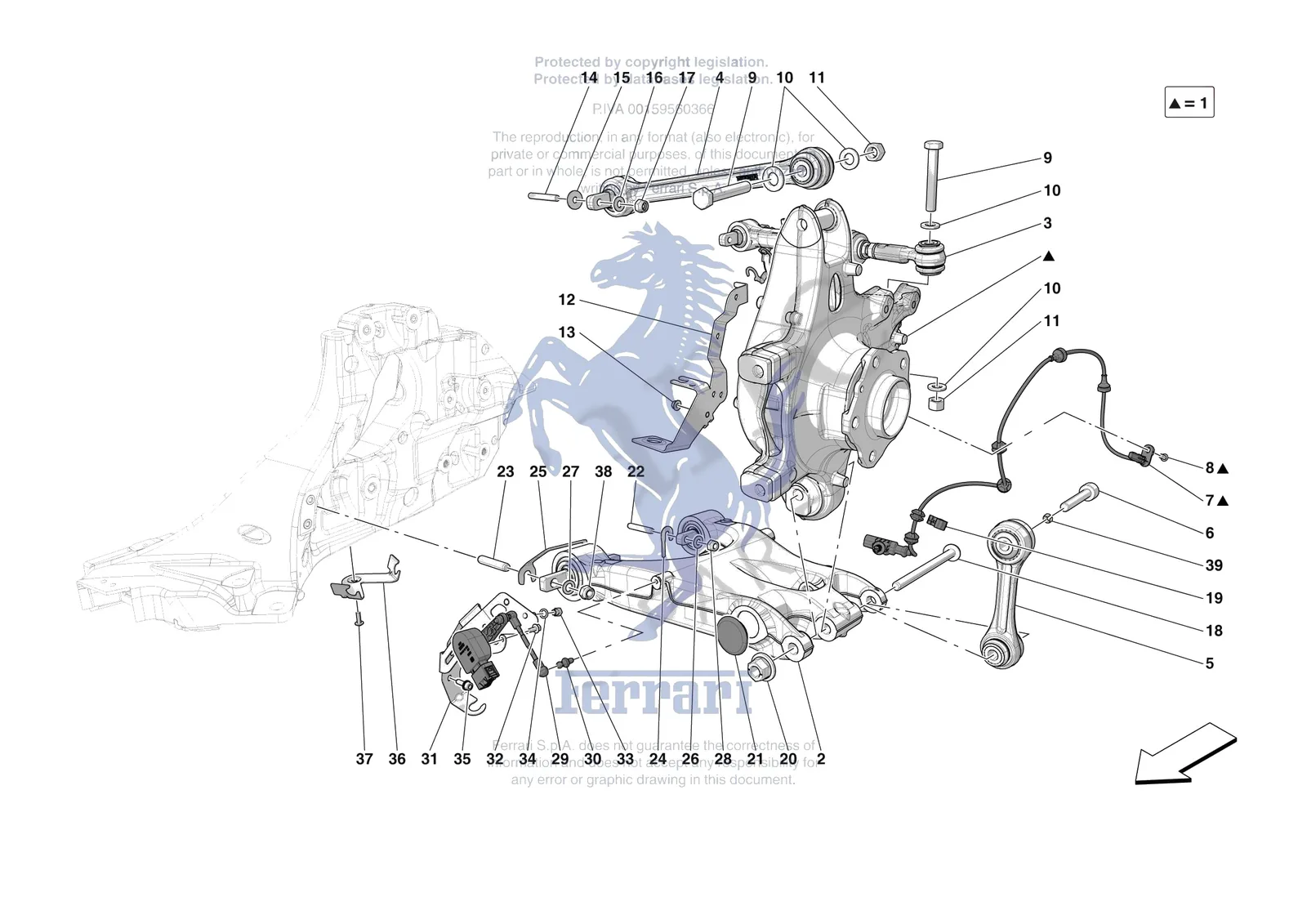 Ferrari 12 Cilindri Spider [MECHANICAL SYSTEM] - D.27.02 - REAR SUSPENSION - ARMS exploded diagram