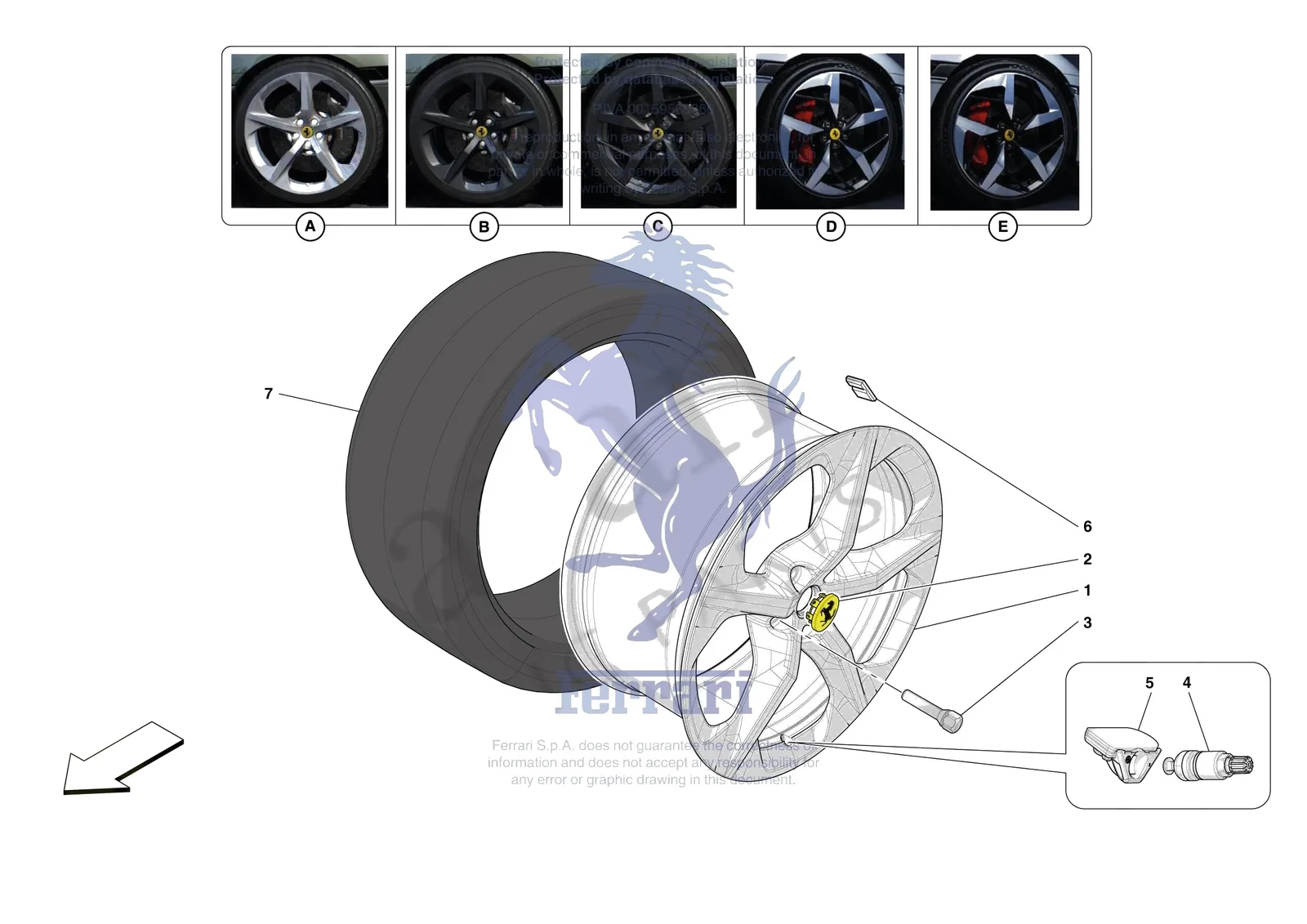 Ferrari 12 Cilindri Spider [MECHANICAL SYSTEM] - D.29 - COMPLETE WHEELS exploded diagram