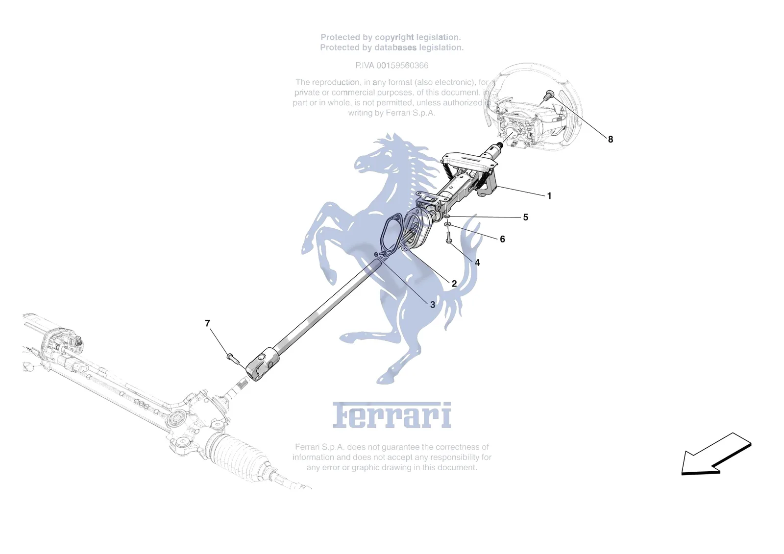 Ferrari 12 Cilindri Spider [MECHANICAL SYSTEM] - D.30.01 - STEERING WHEEL AND STEERING SYSTEM - STEERING COLUMN exploded diagram
