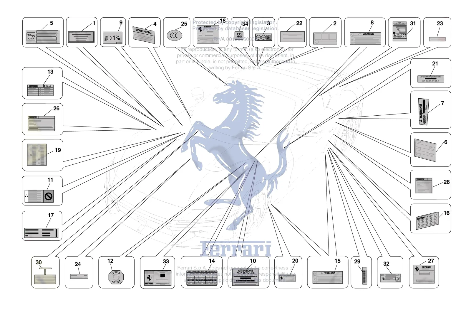 Ferrari 12 Cilindri Spider [MECHANICAL SYSTEM] - D.37 - PLATES exploded diagram