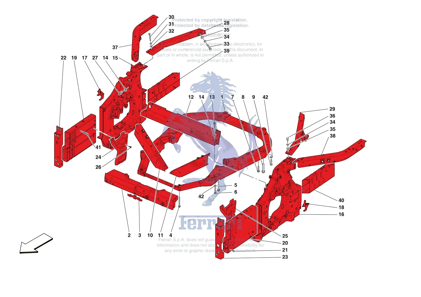 Ferrari 12 Cilindri Spider [VEHICLE TRIM] - E.01.01 - STRUCTURES AND ELEMENTS FRONT OF VEHICLE exploded diagram