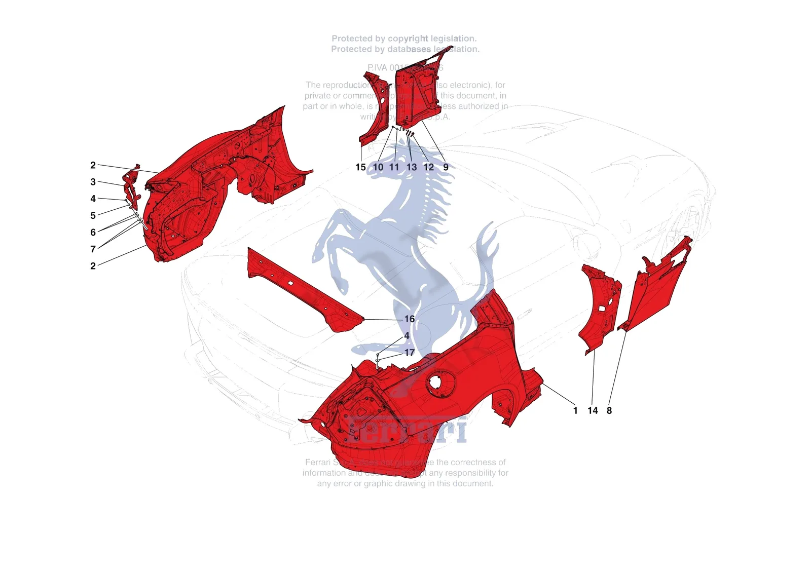 Ferrari 12 Cilindri Spider [VEHICLE TRIM] - E.02 - LATERAL OUTER BODYSHELL exploded diagram