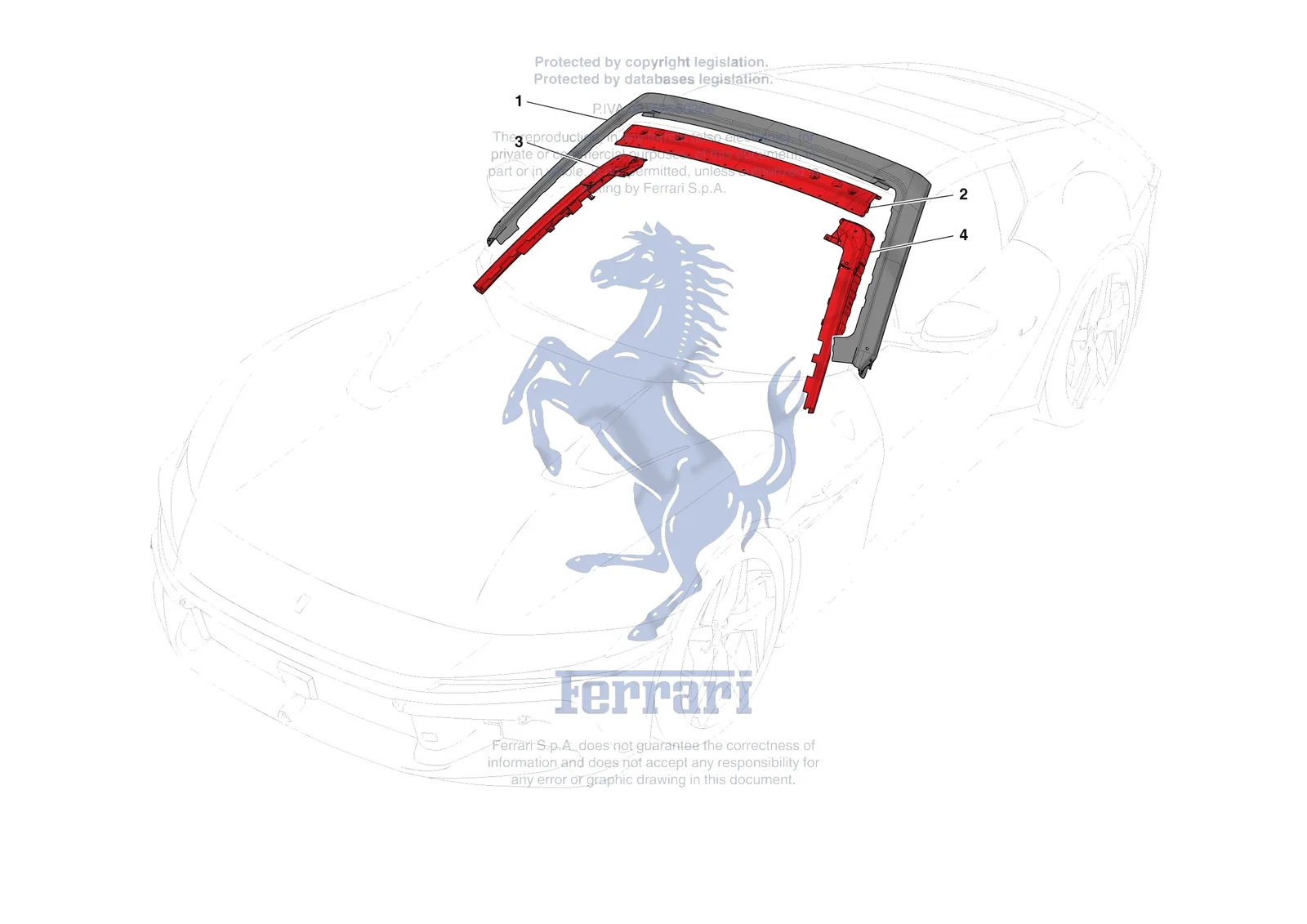 Ferrari 12 Cilindri Spider [VEHICLE TRIM] - E.03 - ROOF exploded diagram