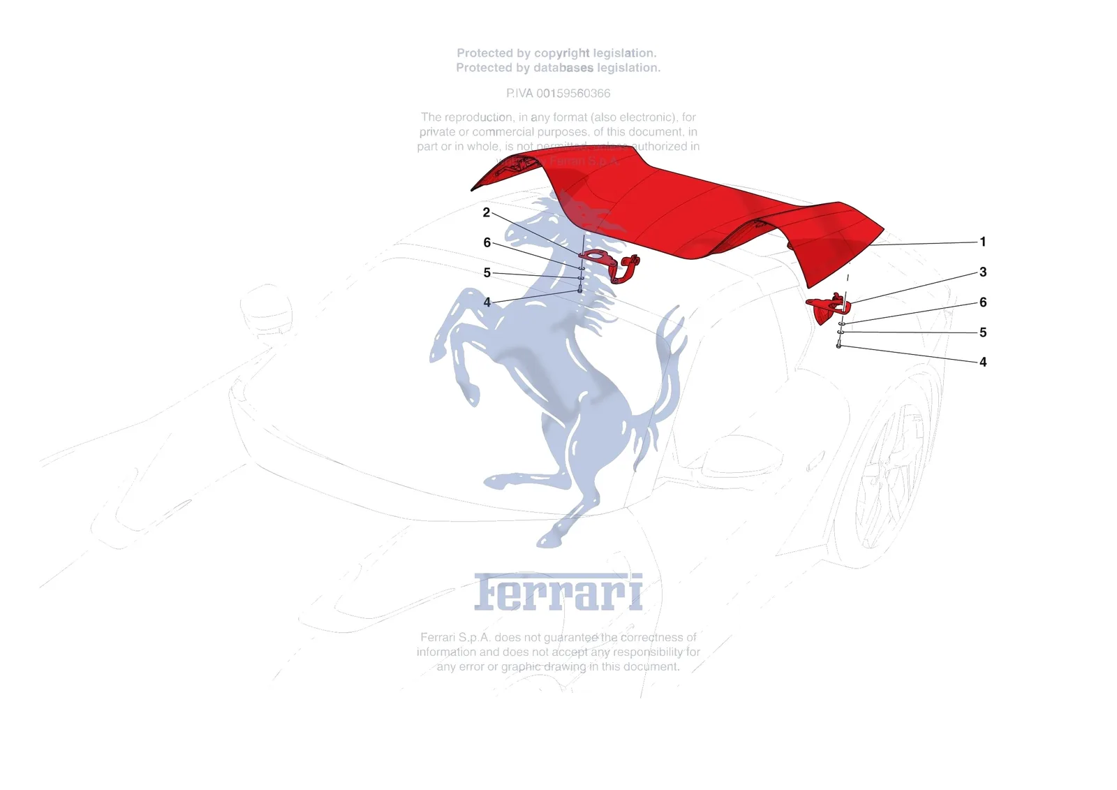 Ferrari 12 Cilindri Spider [VEHICLE TRIM] - E.04 - TONNEAU COVER exploded diagram
