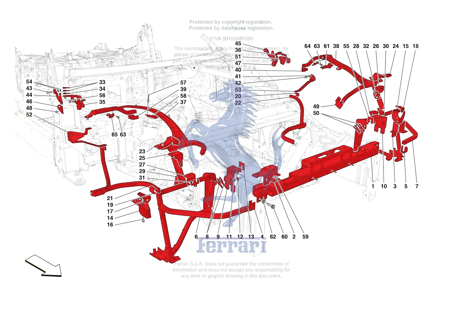 Ferrari 12 Cilindri Spider [VEHICLE TRIM] - E.05 - FRONT SUBSTRUCTURE exploded diagram