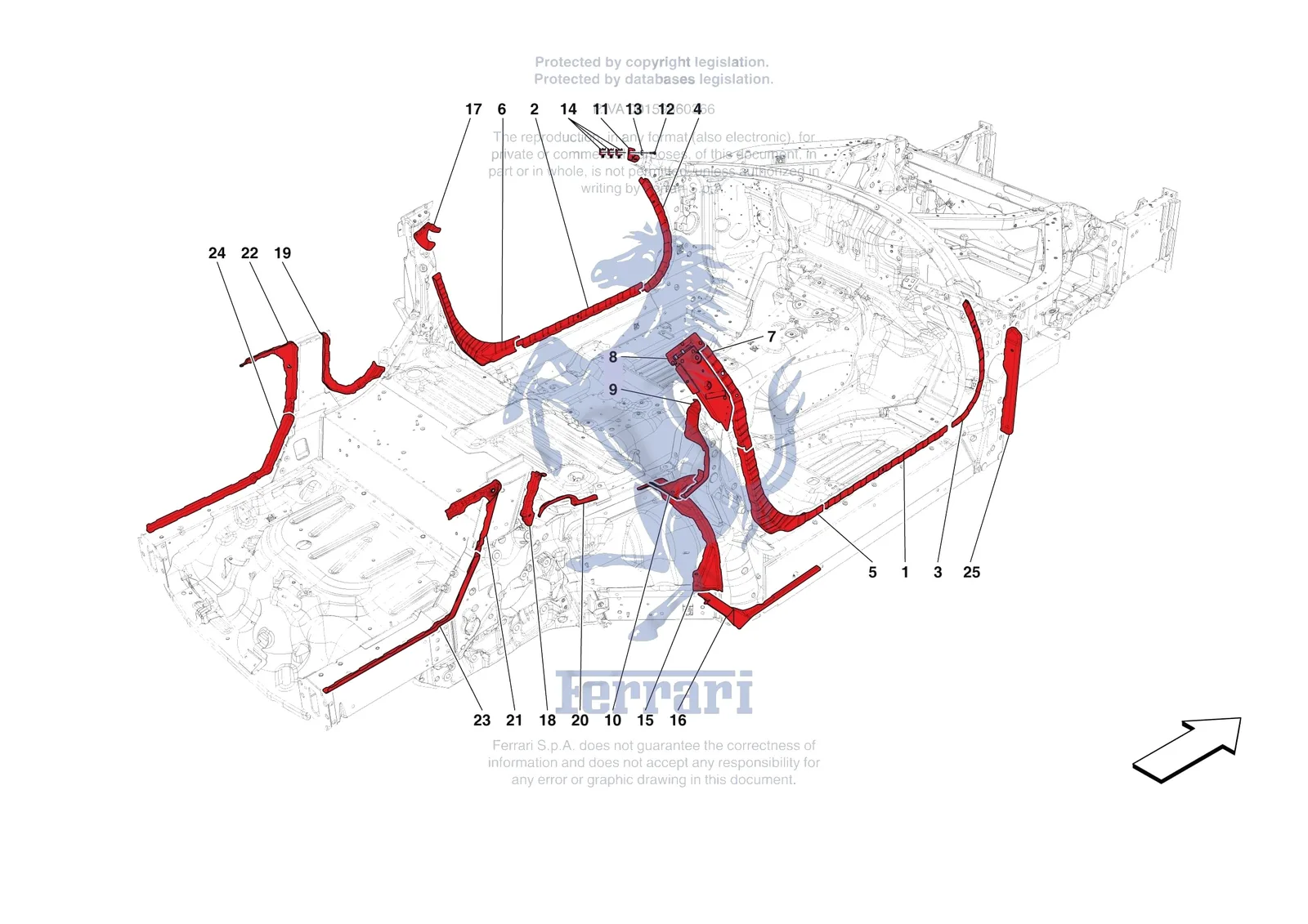 Ferrari 12 Cilindri Spider [VEHICLE TRIM] - E.06 - LATERAL SUBSTRUCTURE exploded diagram