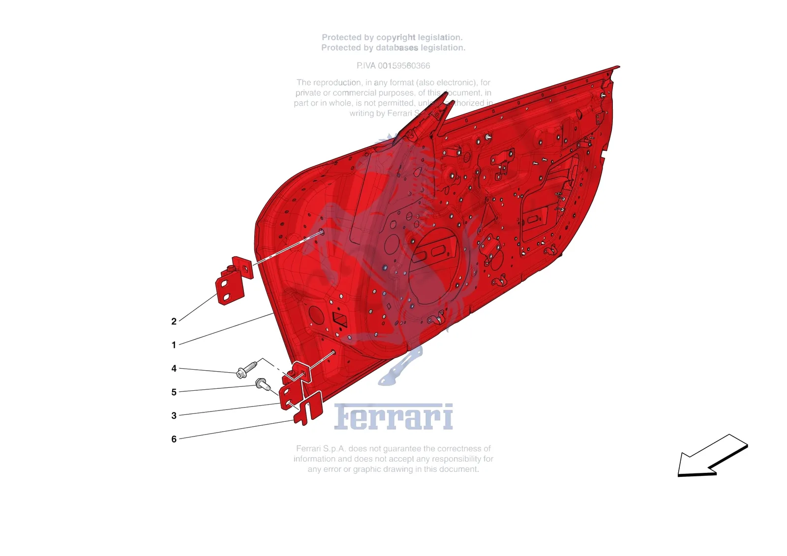 Ferrari 12 Cilindri Spider [VEHICLE TRIM] - E.08 - FRONT DOOR SUBSTRUCTURE exploded diagram