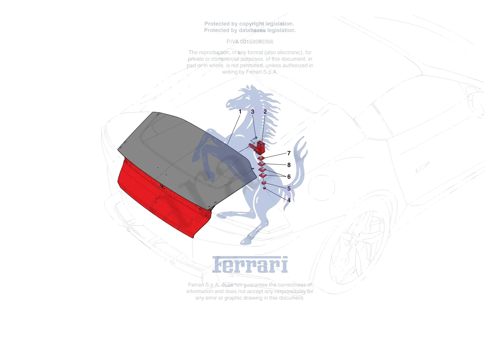 Ferrari 12 Cilindri Spider [VEHICLE TRIM] - E.10 - REAR LID SUBSTRUCTURE exploded diagram