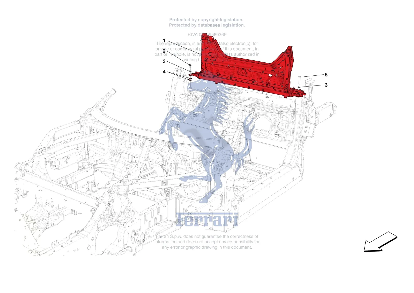 Ferrari 12 Cilindri Spider [VEHICLE TRIM] - E.11 - ROLLBAR COMPARTMENT exploded diagram