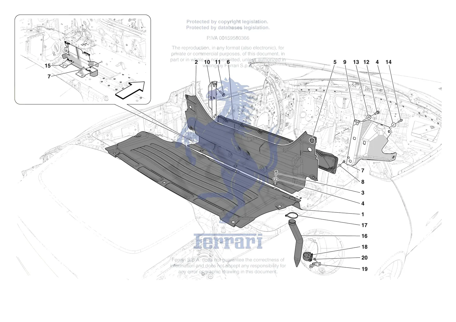 Ferrari 12 Cilindri Spider [VEHICLE TRIM] - E.12 - ROLLBAR exploded diagram