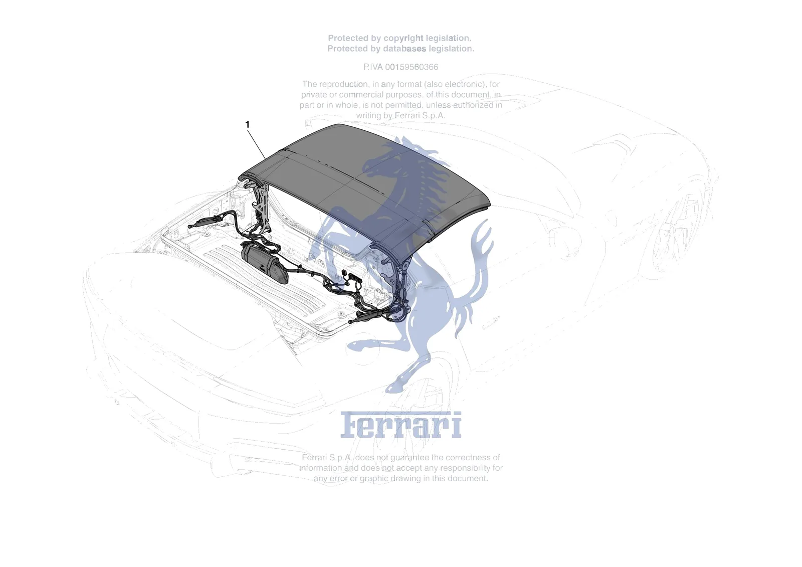 Ferrari 12 Cilindri Spider [VEHICLE TRIM] - E.13.03 - ROOF - STRUCTURE exploded diagram