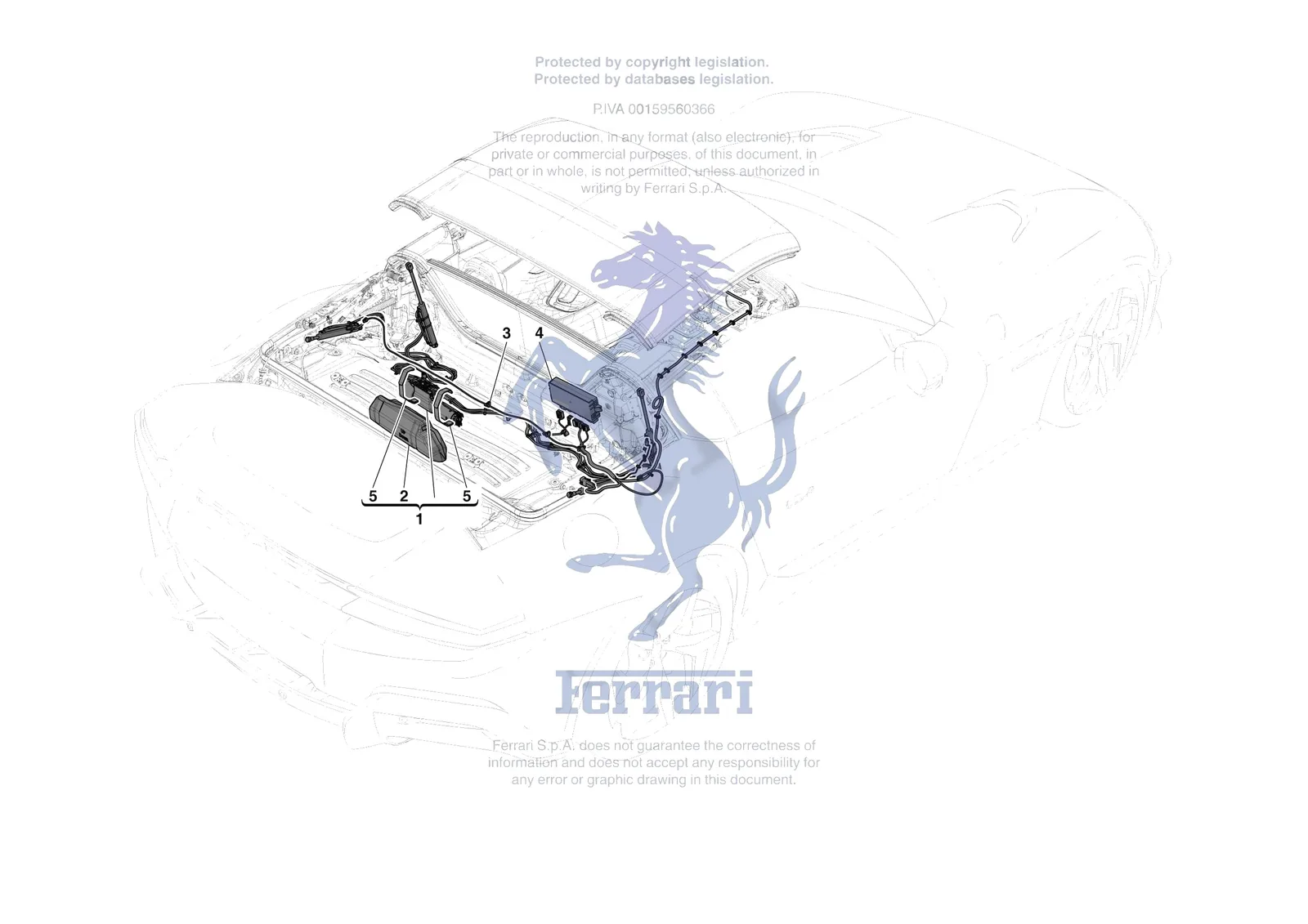 Ferrari 12 Cilindri Spider [VEHICLE TRIM] - E.13.04 - ROOF - HYDRAULICS exploded diagram