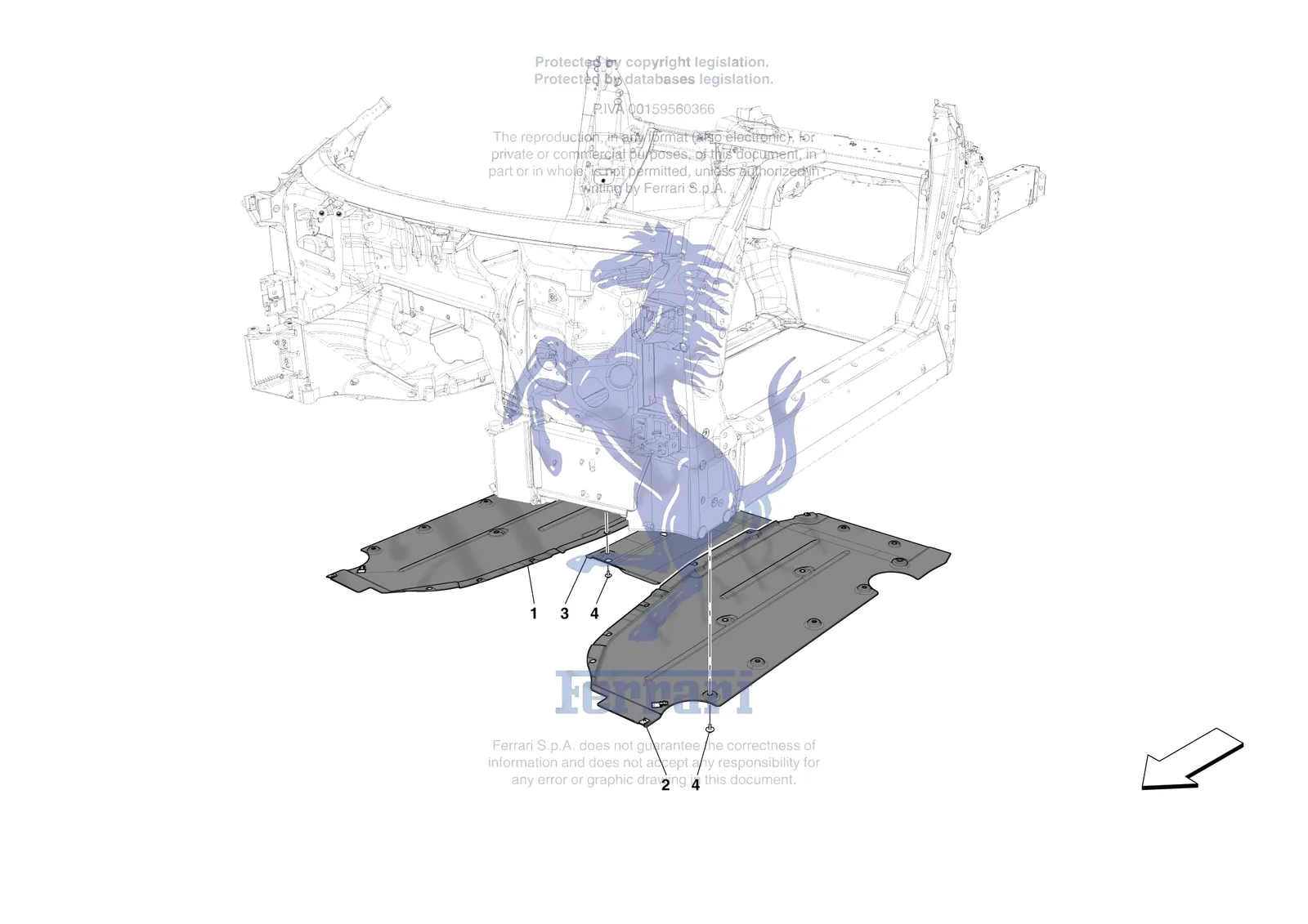 Ferrari 12 Cilindri Spider [VEHICLE TRIM] - E.15 - CENTRE SHIELDS exploded diagram